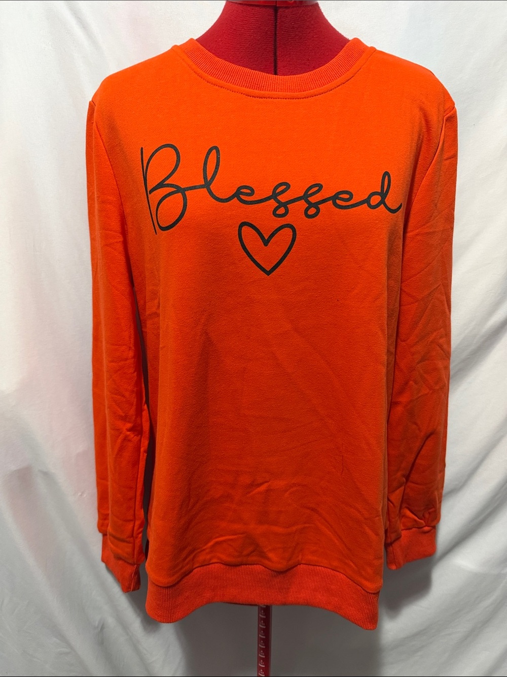 Blessed Script Heart Sweatshirt - Orange